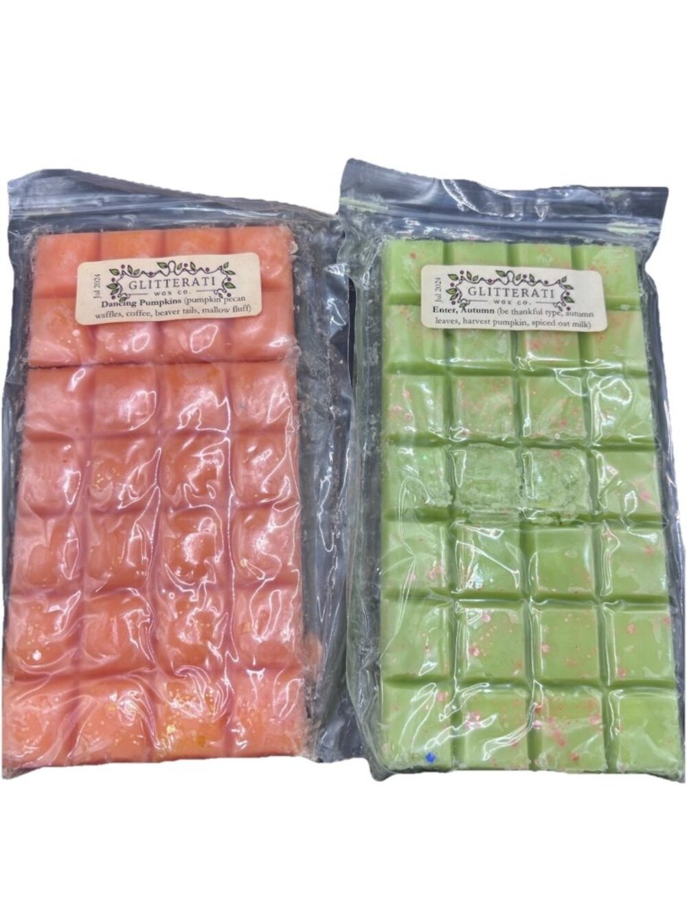 Glitterati 6 oz Bricks Wax Melts Enter Autumn & Dancing Pumpkins Coffee Leaves